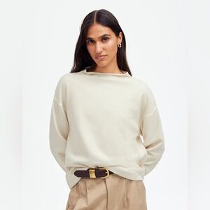 Madewell Long-Sleeve Funnel-Neck Sweatshirt in Parchment